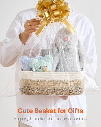 KALLAX Small Woven Basket, 12 x 8 x 4.5 Inches, Storage Basket for Organizing, Cute Small Rope Shelf Closet Cube Storage Bins Baskets for Shelves, Dog Toy Gift Baskets Empty, 3 Pack Gradient Brown