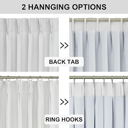 Vision Home White Pinch Pleated Full Blackout Curtains Thermal Insulated Window Curtains 120 inch for Living Room Bedroom Room Darkening Pinch Pleat Drapes with Hooks Back Tab 10 FT 60" Wx120 Lx1