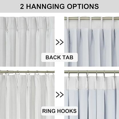 Vision Home White Pinch Pleated Full Blackout Curtains Thermal Insulated Window Curtains 120 inch for Living Room Bedroom Room Darkening Pinch Pleat Drapes with Hooks Back Tab 2 Panel 40" Wx120 L