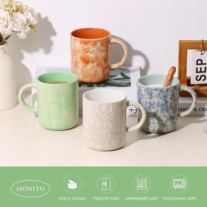 17 OZ Coffee Mugs Set of 4, Ceramic Modern Coffee Mugs Set with handle for Tea/Latte/Milk/Cocoa.