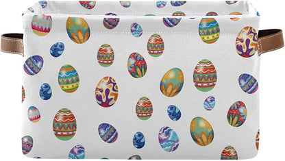 Easter Storage Basket Cube Storage Bins Organizer Bag Collapsible Closet Shelf Baskets with handle for Baby Cloth Pet Toy Book 14.2×10.2×8.3 IN