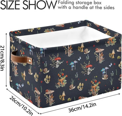 Storage Basket Bin Mushroom Snail Organizer Basket Collapsible Shelf Basket Cube with handle for Nursery Bedroom Bathroom, one sizex1