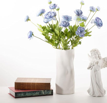 Artificial Silk Flowers Ranunculus Fake Flower 5 Pcs,Suitable for core Decoration,Wedding Floral Creation,Flower Arrangement DIY Project,Interior Decor（Blue）