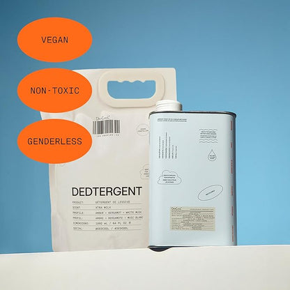 DedCool Liquid Laundry Dedtergent (Milk Refill 64 fl oz) Luxurious Fragrance, Scented, Removes Stains, Ideal for 60 Washes, Infused with Essential Oils, Vegan, Non-Toxic, Cruelty & Dye Free