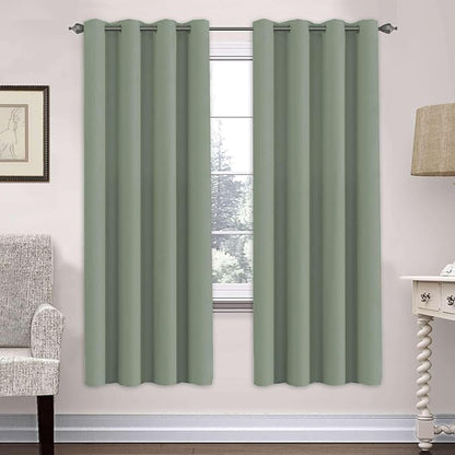 H.VERSAILTEX Ultra Soft Microfiber Thermal Insulated Antique Copper Grommet Blackout Curtains/Window Treatment Draperies 52 by 72 - Inch for Living Room/Bedroom, Set of 2 - Cyan