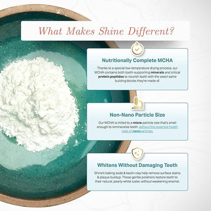 Shine Remineralizing Tooth Powder with Hydroxyapatite, Made in The USA, Flouride Free Tooth Repair, Natural Teeth Whitening Powder, Teeth Polish & Stain Remover, Cinnamon