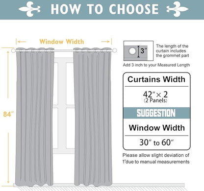 ChrisDowa Grommet Room Darkening Curtains for Bedroom and Living Room - 2 Panels Set Thermal Insulated Blackout Curtains (Greyish White, 42W x 84L)