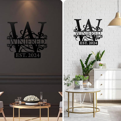 Custom Metal Signs | Last Name Sign | Split Letter Monogram Wall Decor | Custom Outdoor Signs | Personalized Wedding Gift | Housewarming Couples Gift | Outdoor Metal Sign | Metal Art