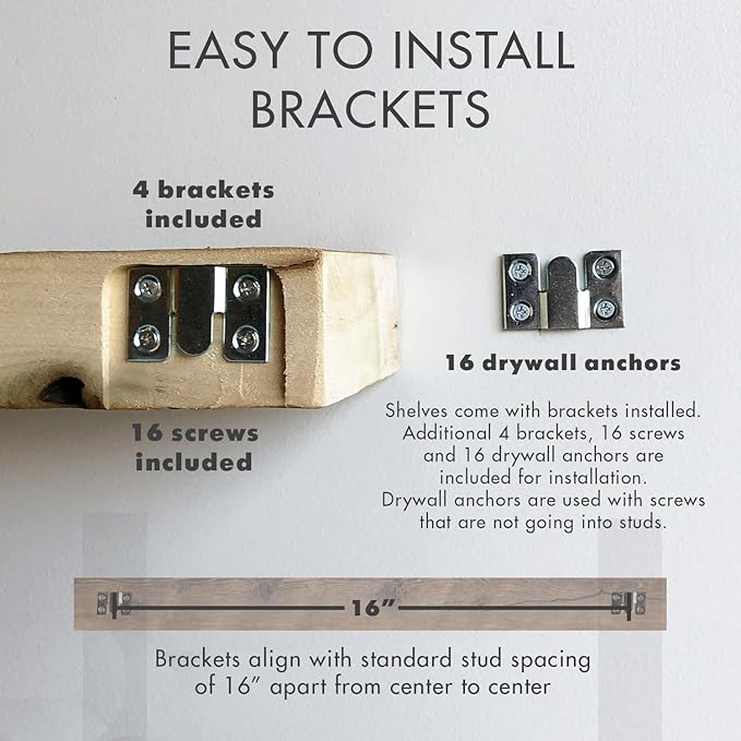 Urban Legacy Reclaimed Barnwood Planks | Floating Shelves for Wall w/Flush Mount Shelf Bracket Set Included | Set of 2 (Coffee Bean, 24"x7"x 2")