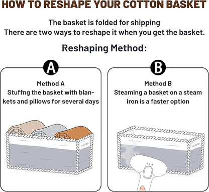 Large Shallow Organizing Baskets 15x11x5.1 Inches - Rope Woven Storage Bins for Bathroom, Shelves, Cube Closet, Gradient Grey 2 Packs