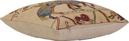 Charlotte Home Furnishings Bayeux Mont St. Michel Throw Pillow Cover 16" x 16" – Medieval Tapestry Cushion Case for Sofa, Couch, & Bed | Cotton Jacquard Woven in Europe | Insert Not Included