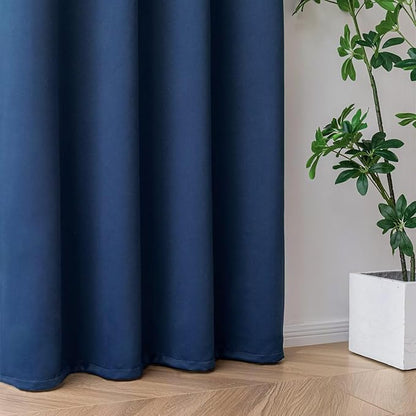 Blackout Curtains 96 Inches Long for Bedroom, Thermal Insulated Blackout Curtains 2 Panels Set, Solid Grommet Privacy Room Darkening Drapes for Living Room Windows(W52 x L96, Navy Blue)