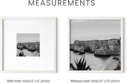 HAUS AND HUES Square Picture Frames 10 x 10 Set of 25 - Photo Gallery Wall Frame Set, Wood Frames With Mat, White Oak