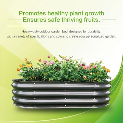 Gardmax Galvanized Raised Garden Bed, Lightweight Planter Boxes Outdoor with Easy Assembly, Large Garden Bed for Vegetables, Fruits, Flower Dark Grey