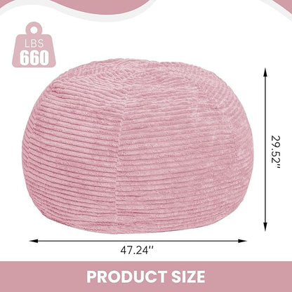 Large Bean Bag Chair, 5FT Giant Beanbag Chairs with Memory Foam Filled, Bean Bag Chairs for Adults, Ultra Soft Lazy Sofa for Living Room Bedroom (Pink)
