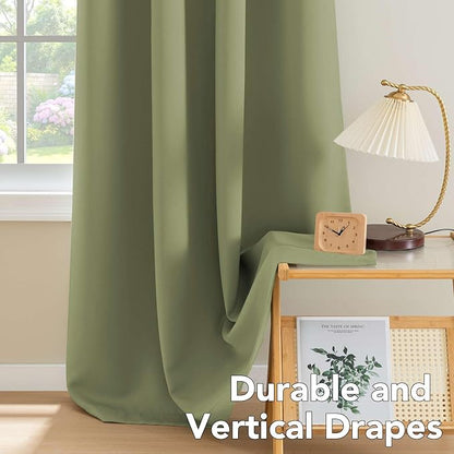 H.VERSAILTEX Blackout Window Treatment Curtains/Panels, Thermal Insulated Room Darkening Solid Grommet Drapes for Bedroom/Living Room Window (52 Inch by 108 Inch, Sage, Set of 2)