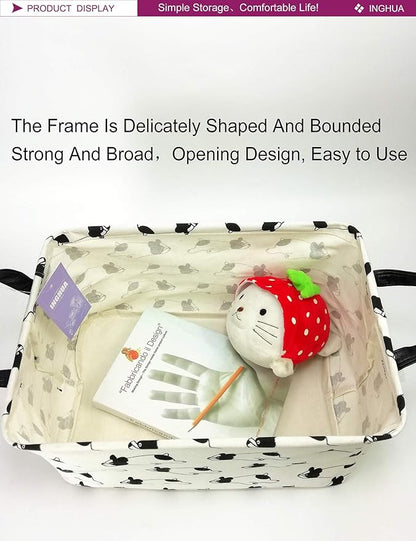 Rectangular Storage Basket Fabric Organizer Bin for Toys,Books,Clothes,Gifts,Pets-Perfect for Home,Office,Nursery,Dorm,Shelf(Rec Bulldog)