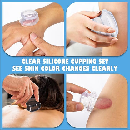 7Pcs Cupping Therapy Set-Professional Silicone Cupping, Suitable for Facial Body Massage/Deep Myofascial Release/Pain Relief/Muscle Relaxation & More (Black,7pcs)