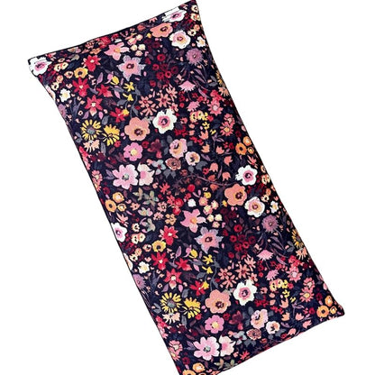Large Microwave Heating Pad with Flax Seed, Scented or Unscented, Good For Back Pain or Cramps, Moist Heat Therapy or Ice Pack, Microwavable Bean Bag, 6" x 12" (Black Floral, Chamomile)