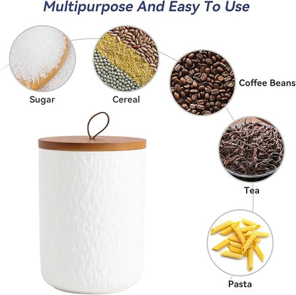 Kitchen Canisters for Countertop, Ceramic Coffee Canisters with Airtight Lids Food Storage Jars Sugar Container for Kitchen Counter Tea, Coffee Beans, Spice (#001White-27oz/800ml)