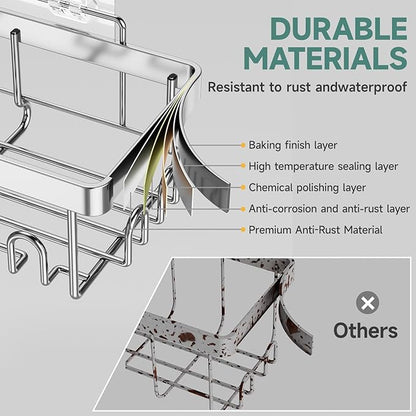 Veken Shower Caddy 6-Pack, Family Choice Award Winner, Large Wall Mounted Shower Rack, Bathroom Shelves Over Toilet, Organizer Storage Accessories with Soap Dish&Toothbrush Holder