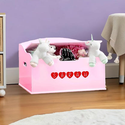 DIBSIES Personalized Creative Wonders Toy Box, Signature Series for Girls, 30 x 19.25 x 18 inches, Soft-Close Lid (Pink)