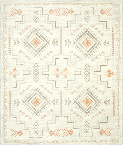 Lahome Trible Printed Blanket Aztec Beige Throw Blanket for Couch Soft Cozy Flannel Fluffy Throw Blanket Fuzzy Retro Throw Blankets for Bed Sofa, Ivory 50''x60''