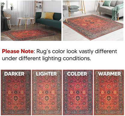 Keen Home Design 2x3 Rug - Machine Washable Entry Rug with Non-Slip Backing, Ideal for Enteryway, Kitchen, Bathroom, Laundry Room - Vintage, Easy Clean, Durable, Low Pile Rug - (2' x 3')