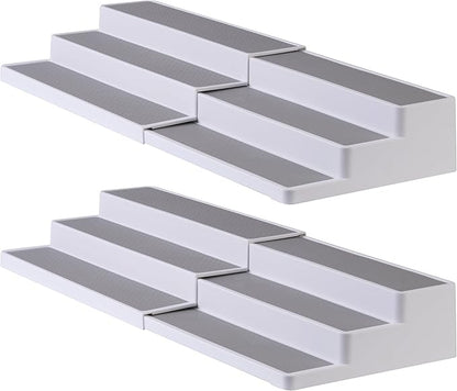 SIMPLEMADE 3-Tier Spice Rack Organizer - Versatile Storage Shelf for Kitchen, Bathroom, Bedroom & Office, Set of 2, Expandable White