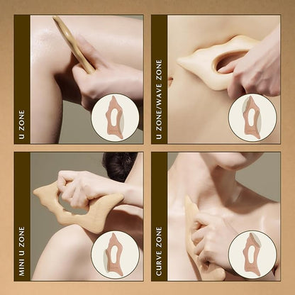 Body Sculptor - Beech Wood Massage Tool, Portable & Lightweight Scraping Tools, Wood Gua Sha, Relieve Tensed Muscle, Lymphatic Massage to Help Face & Body Circulation
