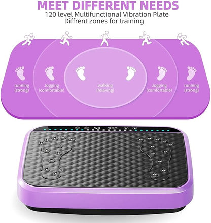 Vibration Plate Fitness Platform Whole Body Exercise Machine with 120 Speed Levels, Lymphatic Drainage, Fat Burning, and Weight Loss, Perfect for Women, Men, and Home Gym Exercise
