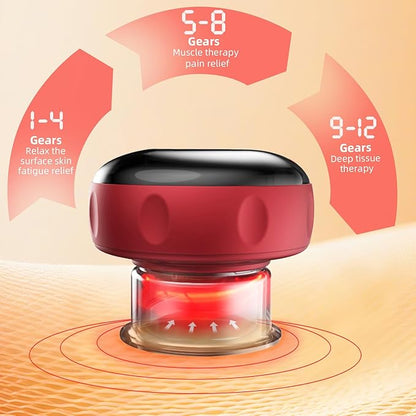 5-in-1 Smart Dynamic Cupping Therapy Set, Smart Cupping Therapy Massager, 12 Levels of Suction Strength and Temperature Control for Targeted Pain Relief, Knots, Aches, Portable Cupping Kit
