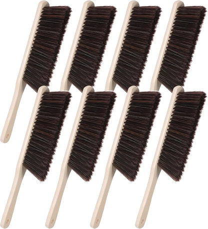 8 Pieces Woooden Dust Brush Hand Broom Bulk Bench Brush with Long Wood Handle Soft Bristle Whisk Broom for Counter Bed Sofa Bench Car Fireplace Clothes Household Cleaning