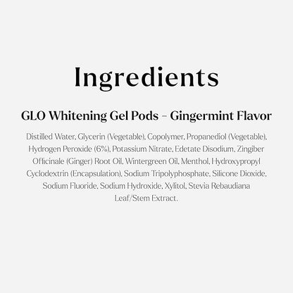 GLO Science Teeth Whitening Gel Pods – Safe, Effective Tooth Whitener with Silicon Brush, 6% Hydrogen Peroxide – Fastest Way to Whiter Teeth, Sensitivity Free – Gingermint Flavor (Pack of 5)
