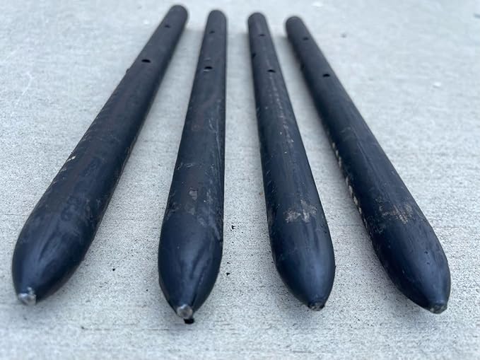 Sandbaggy Round Steel Concrete Form Stakes with Nail Holes - Rust Resistant Coating - Removable, Reusable (5, 3/4 in X 12 in)