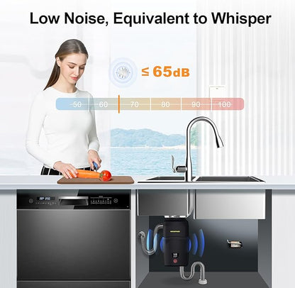 A400 Garbage Disposal 1/2 HP for Kitchen Sink, Small Fit Food Waste Disposer Fast Continuous Feed Stainless Steel Grinding, Quietness, Ease of Installation, Corded, Powerful Drainage Half Horsepower