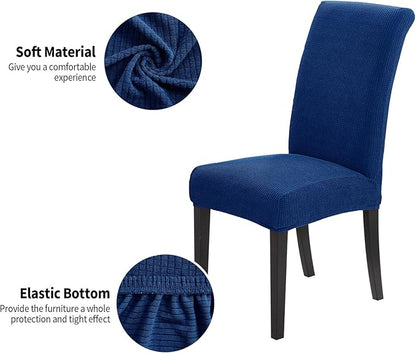 Joccun Chair Covers for Dining Room Set of 4, Dining Chair Slipcovers Stretch Dining Room Chair Covers Seat Protector,Washable Parsons Chair Cover for Home,Banquet(Classic Blue,4 Pack)