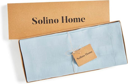 Solino Home Linen Ice Water Table Runner 72 Inches Long - 100% Pure Linen 14 x 72 Inch Table Runner - Fete