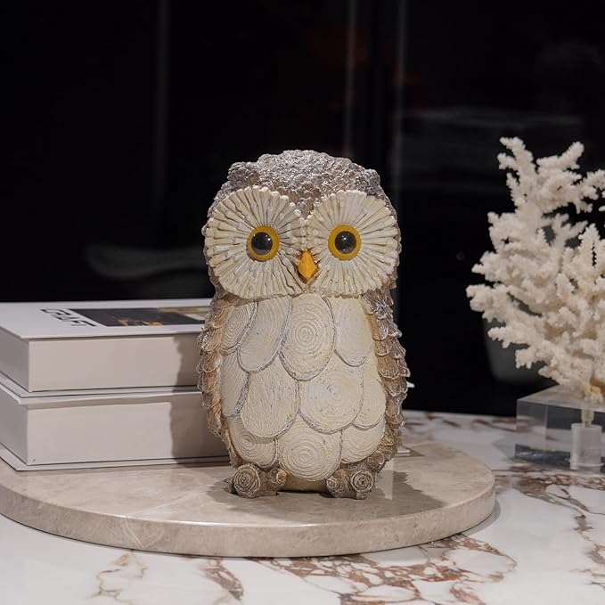 Guichifun Owl Statue Home Decor Accents - Cute Owl Figurines for Shelf Bookshelf TV Stand Décor Bedroom Office Decorations Ideal Gift for Owl Lovers 5 x 5 x 8 Inch