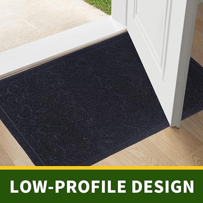 Door Mat Home Welcome Mats Outdoor and Indoor, Heavy-Duty Low-Profile Non-Slip Front Welcome Mat for Home Entrance, Outside Entry, Yard, Floor, Patio (Black, 36x24)