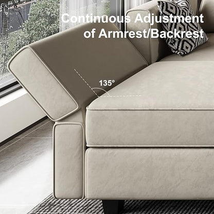 Belffin Modular Sectional Sofa U Shaped Sectional Couch with Reversible Chaises Velvet Modular Sofa with Storage Seat Grey