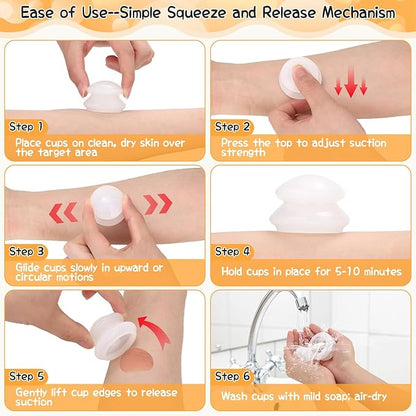 16 Pcs Silicone Cupping Therapy Sets 4 Sizes Professional Massage Cupping Cups Chinese Massage Therapy for Studio Household Joint Muscle Nerve Pain Body Sculpt Cup for Cellulite Reduction