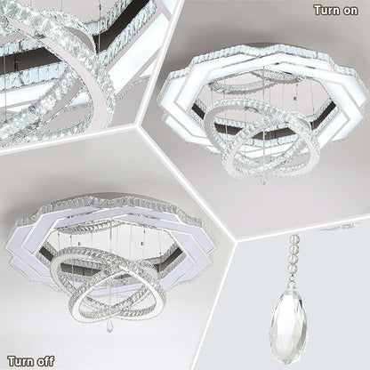 Flashing God Dia 40" Crystal Chandelier,LED Crystal Flush Mount Ceiling Light Modern Chandeliers for Bedrooms Dining Room,Living Room