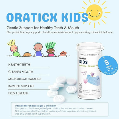 Kids Dental Probiotics for Anti-Cavity + Healthy Teeth and Gums, 8 Billion CFU Probiotics for Oral Health, Yogurt Flavor 1-PK