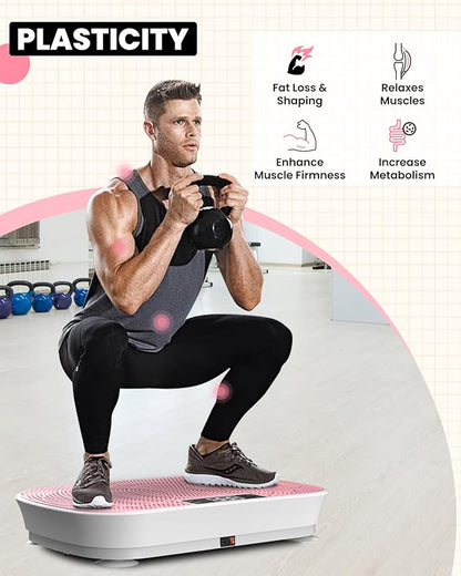 Vibration Plate Exercise Machine - Bluetooth Music & 400LBS Capacity Vibration Plate for Lymphatic Drainage & Weight Loss with 99 Speed Levels, Whole Body Vibration Plate for Home Fitness
