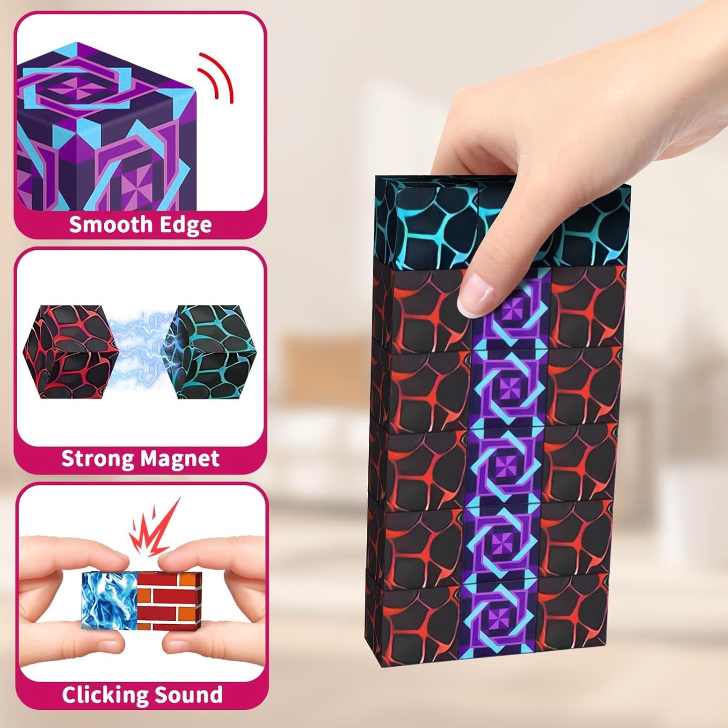 300PCS Magnetic Blocks - 0.8" Magnetic Building Blocks Toys for Kids Magnet Blocks Cubes Games Stem Building Toys Christmas Birthday Gifts Toys for Boys Girls 3 4 5 6 7 8 9 10 Years Old
