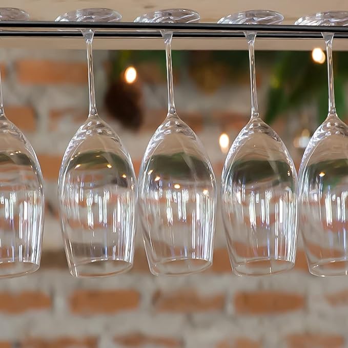 Enenes Heavy Duty Metal Stemware Rack 2 Pack, 10.3 Inch Under Cabinet Hanging Wine Glass Holder for Kitchen Bar, Organize Cups, Goblets, Wine Glasses