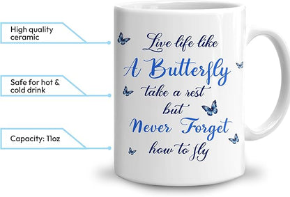 Hyturtle Personalized Inspirational Butterfly Mug - Butterfly Gifts For Women Lovers - Animal Gift For Bird Lover Her - Bird Gifts For Mom on Mother Day - Custom Coffee Cup Ceramic Mug 11 Oz 15 Oz