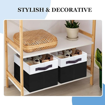 Criusia Large Storage Bins for Shelves 4 Pack, Closet Storage Baskets for Clothes Blanket Beddings Towels, Collapsible Fabric Closet Organizer Bins with Handles/ Laundry Room Organization