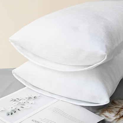 CaliTime Throw Pillow Covers Decorative 20 X 26 Inches Pack of 2 Cozy Chenille Standard Pillow Shams Cases for Couch Sofa Bed Living Room Home True White